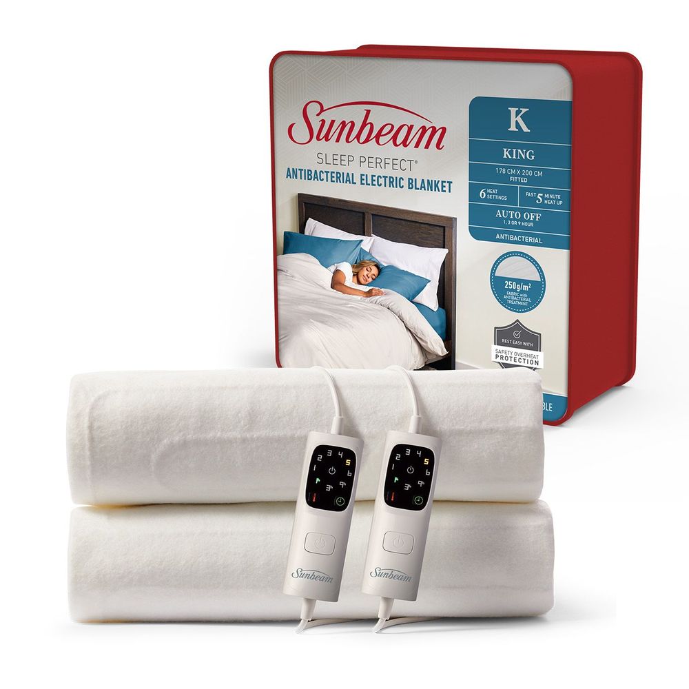 Sunbeam Sleep Perfect Antibacterial Electric Blanket King Central Appliance Plus